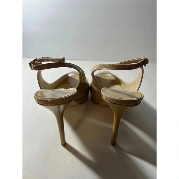 Jimmy Choo Beige Peep Toe Slingback Heels - Picture 3 of 6